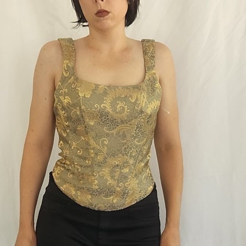 90s Deadstock Bildergeist Pink and Gild Corset Top